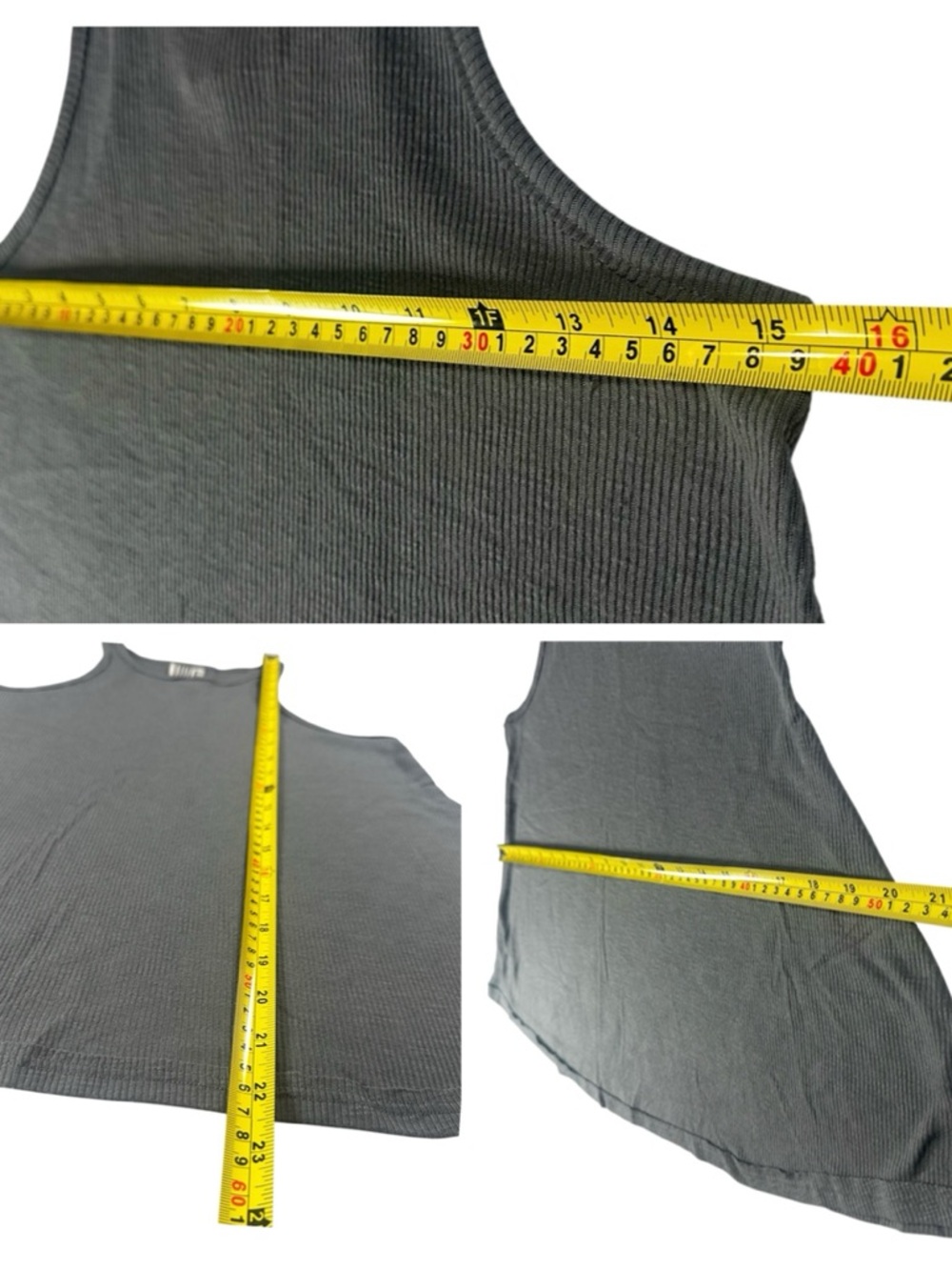 Free People Ribbed Swing Tank Gray Flowy Flare Stretch Casual Top Size XS - Picture 8 of 8